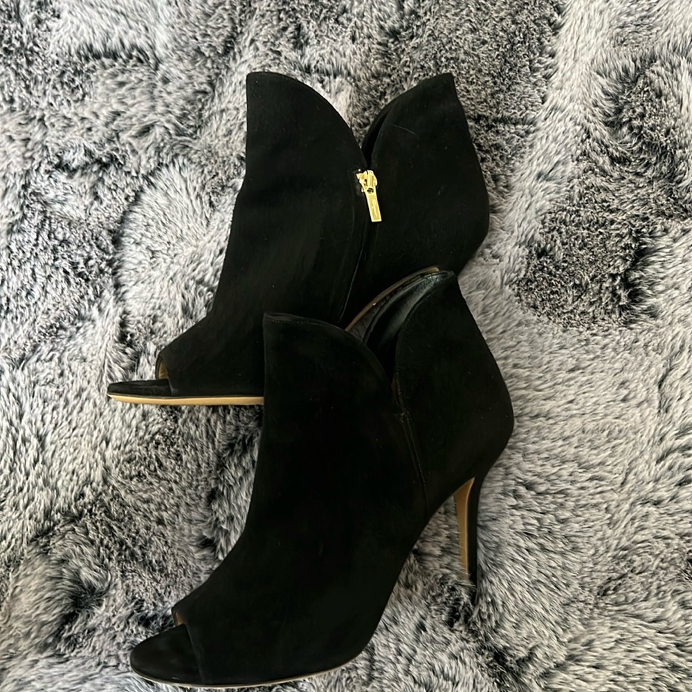 Ferragamo Peep toe  booties in black suede